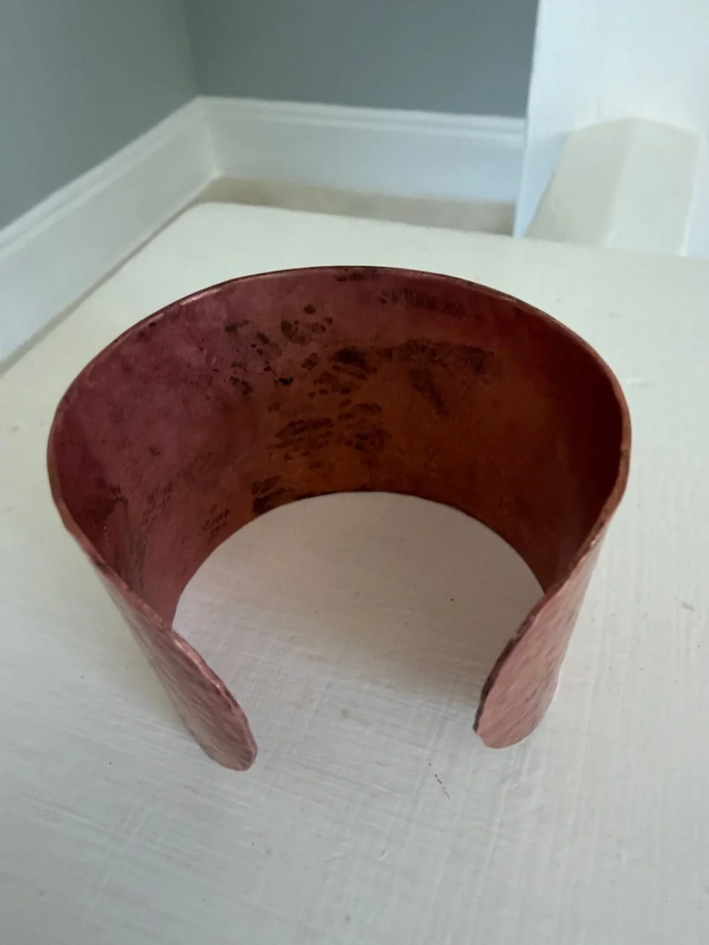 Copper Hammered Cuff Bracelet - Rose Copper Fashion Bangle